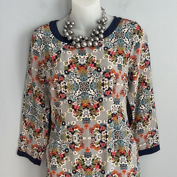 J. Crew 100% Silk Misty Fog floral Shift dress Women’s size 2 - Picture 5 of 16